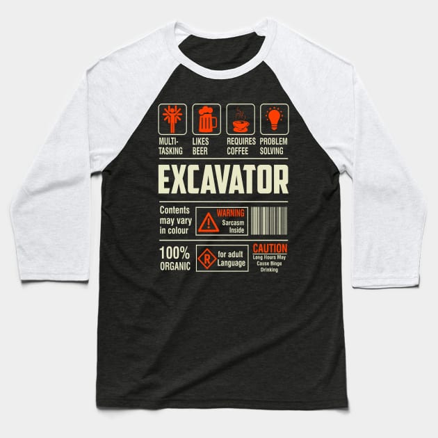 Multi Tasking Excavator, Digger, Baseball T-Shirt by Tee-hub